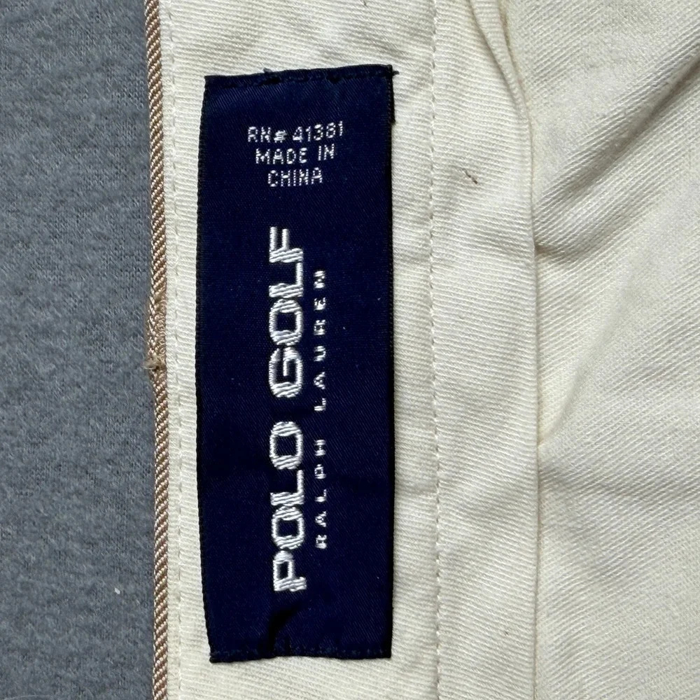 Polo Golf Ralph Lauren Mens 40x30 Tan Herringbone Silk Cotton Pleated Pants